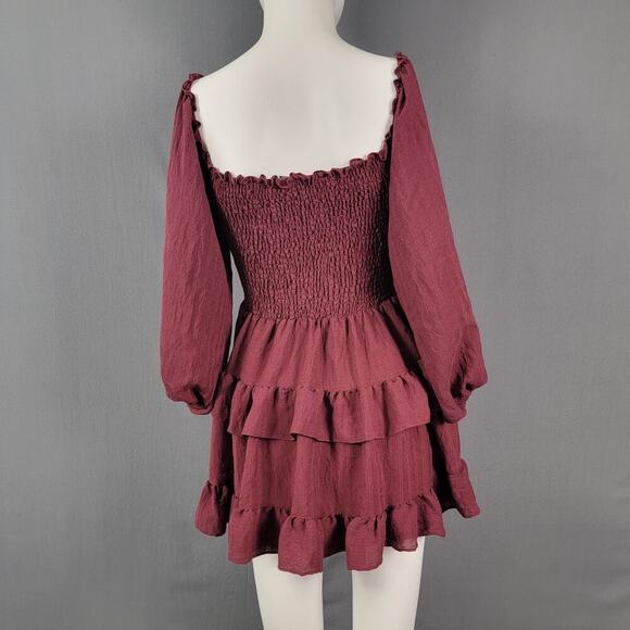 Windsor Smocked Dress M Ruched Bust Long Sleeve Ruffle Tiered - Picture 4 of 8
